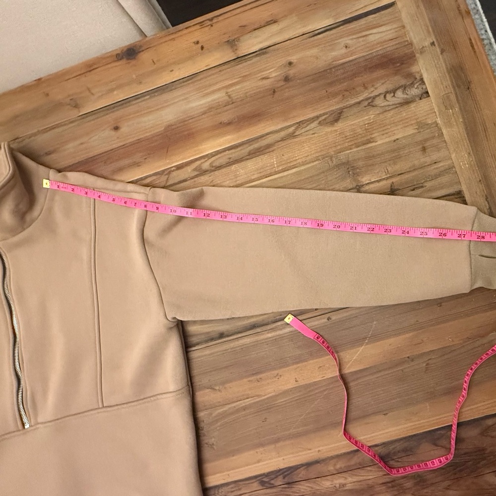 Women’s Tan Quarter-Zip Pullover Sweatshirt Size Large - Picture 9 of 10